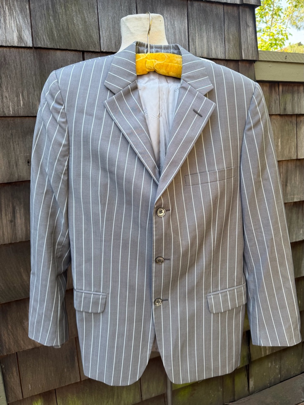 Versace Collection men’s blazer jacket grey light blue striped EU 50R US 40R.